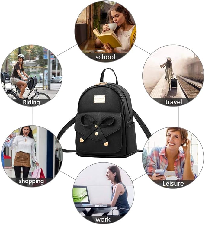 I IHAYNER Girls Bowknot Cute Leather Backpack Mini Backpack Purse for Women