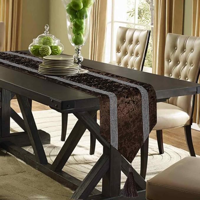 Fancy Brown Table Runner, Ombre Velvet, Modern Style - Image 6