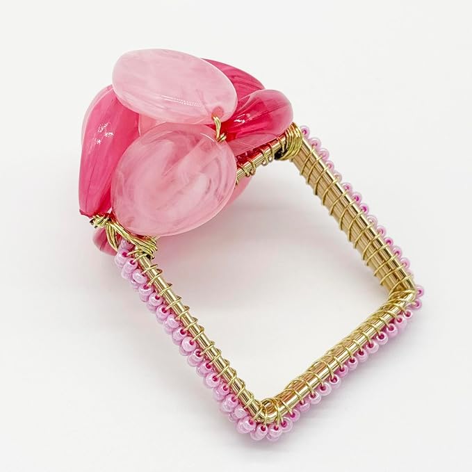 Beaded Pebble Stone Napkin Rings – Handcrafted Acrylic Napkin Holders by Bryonia