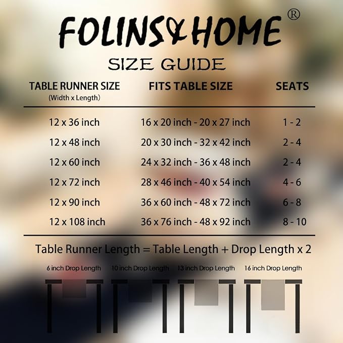 FOLINS&HOME Black Waterproof Decorative Table Runner 72 Inches Long | 210GSM - Image 6