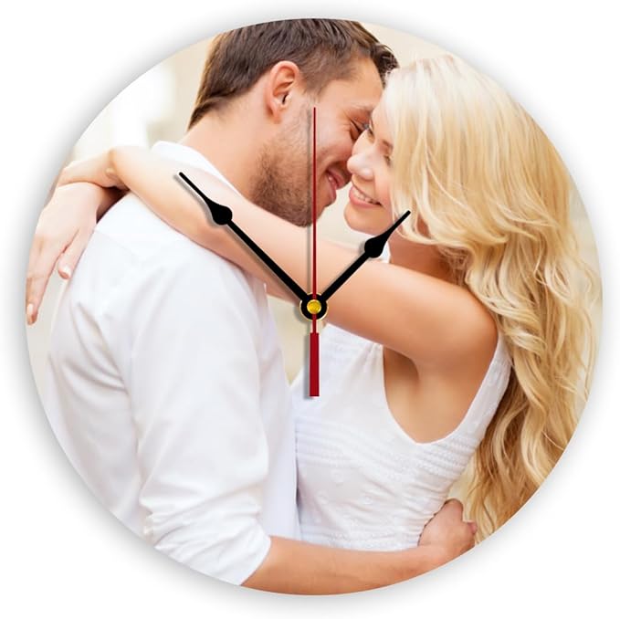 Generic Custom Clocks for Walls Personalized Picture Hanging Time Clocks Customized Round Clock for Birthday Wedding Present Wedding Friend Family Lover, 10inch-25cm