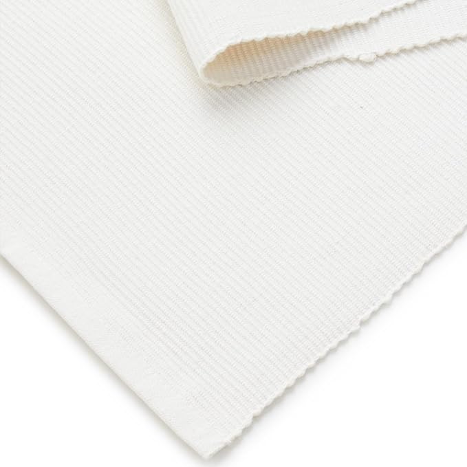 Encasa XO Table Runner, Yarn Dyed Ribbed Cotton 13"x79" | Solid Off White - Image 5