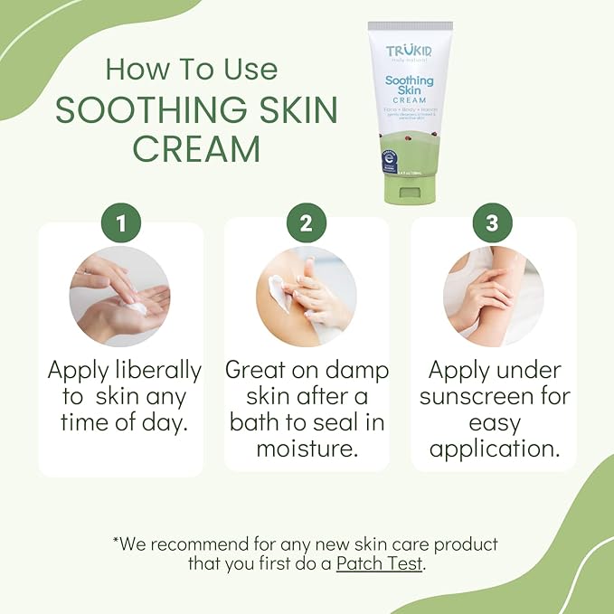 TruKid Natural Eczema Cream for Kids, Toddlers & Babies, NEA-Accepted for Eczema, Safe for Sensitive Skin on Face, Body, & Hands, Unscented, Hydrates & Moisturizes Irritated & Itchy Skin, 3.4oz