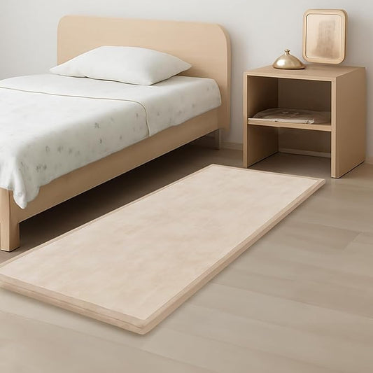 1.3" Thick Baby Play Mat for Floor, 28x72 Foam Tummy Time Mat, Padded Support Soft Plush Bedside Rugs for Infant Kids Toddler Crawling Kick Activity (Beige)