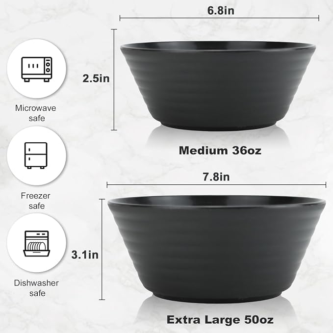 Wheat Straw Bowl Sets, Microwave and Dishwasher Safe Bowls, Soup Bowl Sets BPA - Image 3