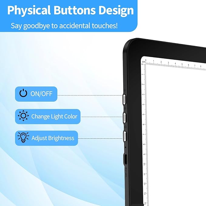 A3 Diamond Art Light Board with Bag, Light Box for Tracing with 6-Levels Dimming & Side Physical Buttons, 4 Pcs Magnets, Magnetic Light Pad for Diamond Painting, Sketching (Black, 46.2 x 33.9 CM)