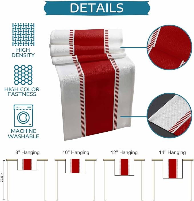 Red Stripes Table Runners 108 inches Long, Non Slip Modern Table Runner Dresser - Image 7