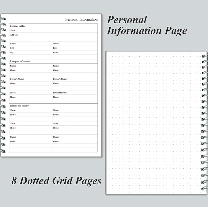 Daily Planner Undated - B5 To Do List Notebook Hourly Schedules, Spiral Appointment Planner for Women and Men, PVC Hardcover, Inner Pocket, Elastic Closure, 7" x 10", Grey