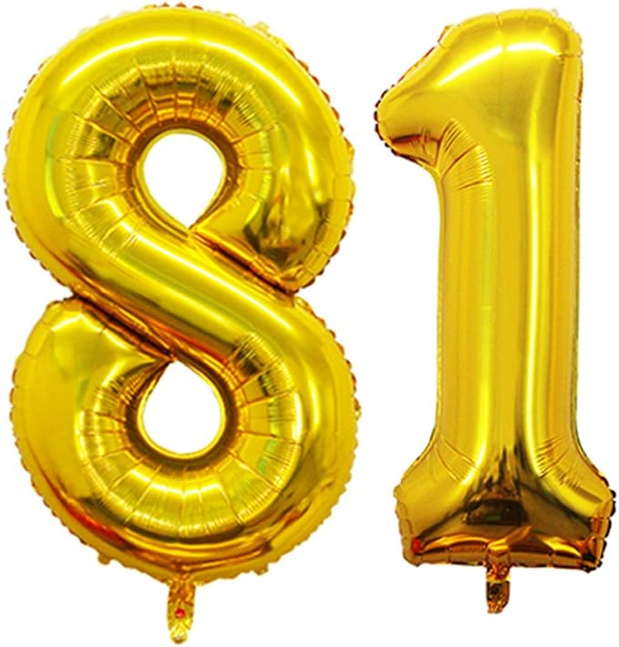 GOER Number 18 Balloons for 18th Birthday Sweet 18 Party Decorations,42 Inch Jumbo Foil Helium 81 Balloons for 81st Birthday Party Decoration (Gold)