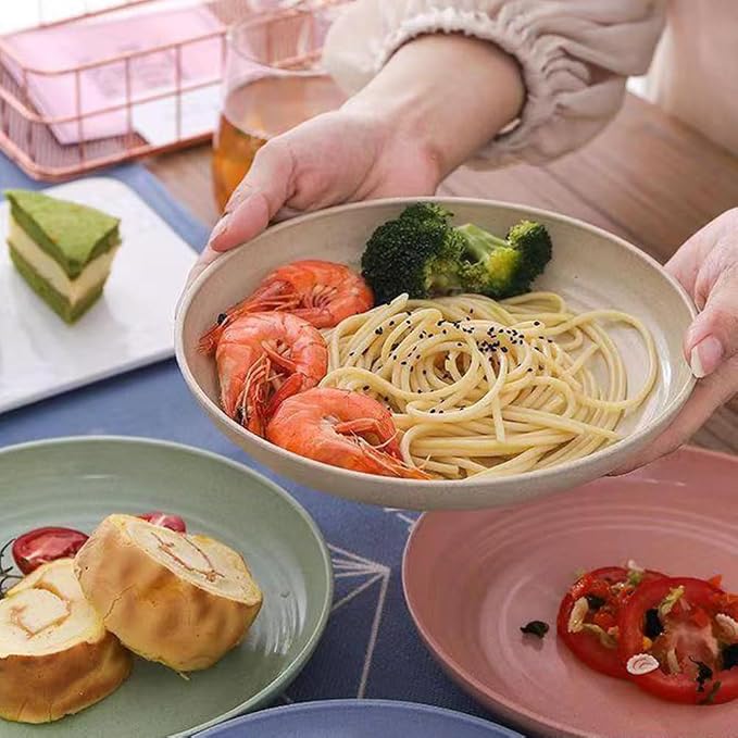 PUPOPIK Unbreakable Wheat Straw Plates, 9 inch, Reusable Set of 4, Dishwasher - Image 3