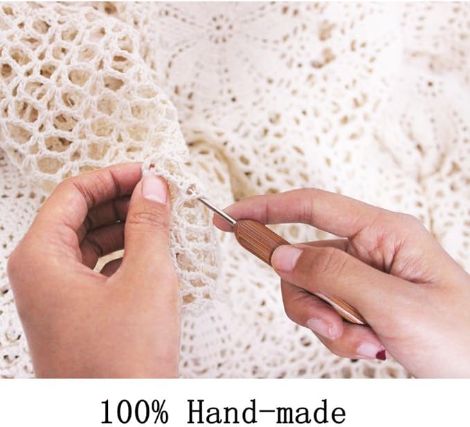 Cotton Handmade Crochet Lace Table Runner Beige Rectangle Coffee Table Dresser - Image 7