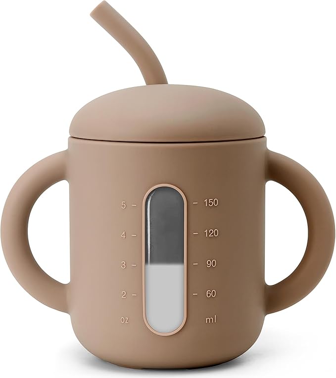 SAMiGO Silicone Sippy Cup, Baby Straw Cup for 6 12 18 Months, Sippy Cup with Straw for Toddlers 1-3 Years, Baby Water Cup for Drinking and Training, 6 oz