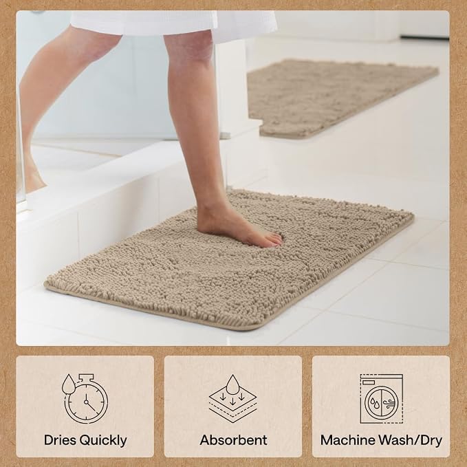 GORILLA GRIP Bath Rug Mat 44x26, Thick Absorbent Chenille, Quick Dry Microfiber - Image 7