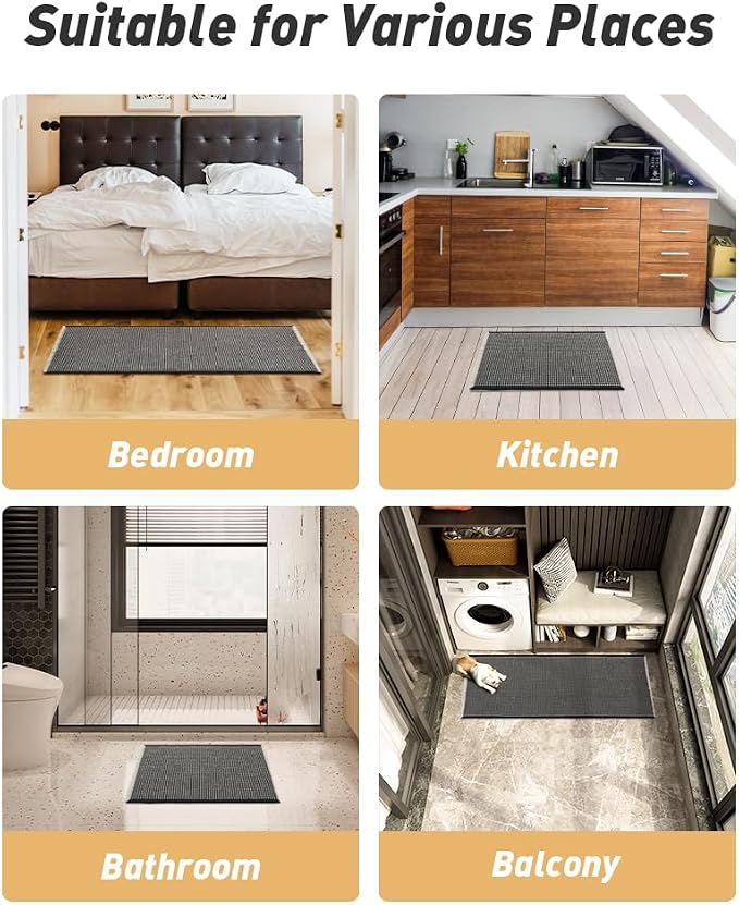 AMOAMI Upgraded Waffle Runner Rug Super Absorbent Non Slip Bath Mats - Image 6
