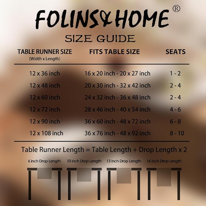 FOLINS&HOME Brown Waterproof Decorative Table Runner 48 Inches Long | 210GSM - Image 6