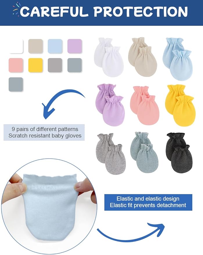 Cute Baby Mittens Newborn, No Scratch Baby Boy Mittens, Baby Girl Hat Gloves for Toddlers, Infant, Newborn