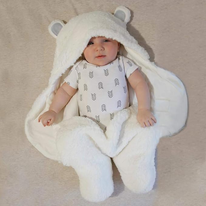 Jam Naturals-Cute Bear Organic Newborn Swaddle Wrap-Gender Neutral Soft Plush Receiving Blanket, Newborn Baby Registry Gift(Grey 3-6m)