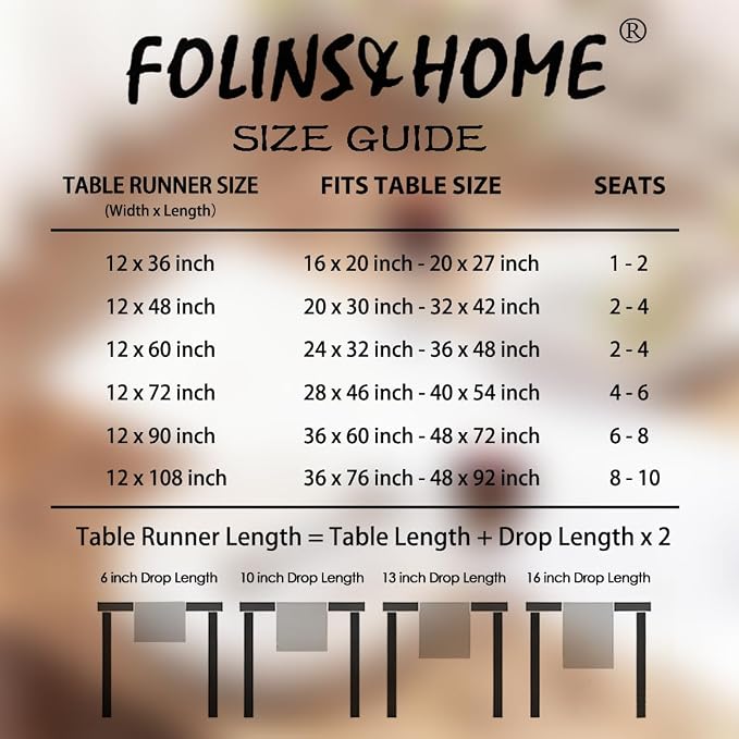 FOLINS&HOME White Waterproof Decorative Table Runner 48 Inches Long | 210GSM - Image 6