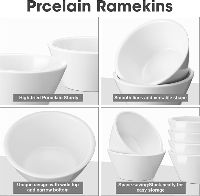18 Pcs 8 oz Porcelain Bowls Small Dessert Bowls Porcelain Broth Cups Soup - Image 2
