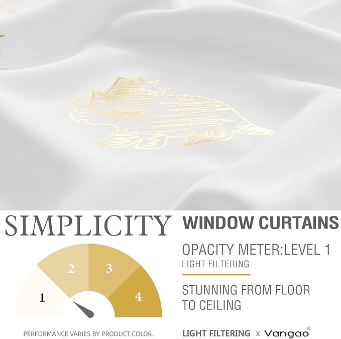 Vangao Kids Curtains White Drapes Dinosaur Curtains for Boys Kids Nursery Girls Room Golden Dino Foil Print Light Filtering Grommet Top Window Drapes 63 Inches Length 2 Panels