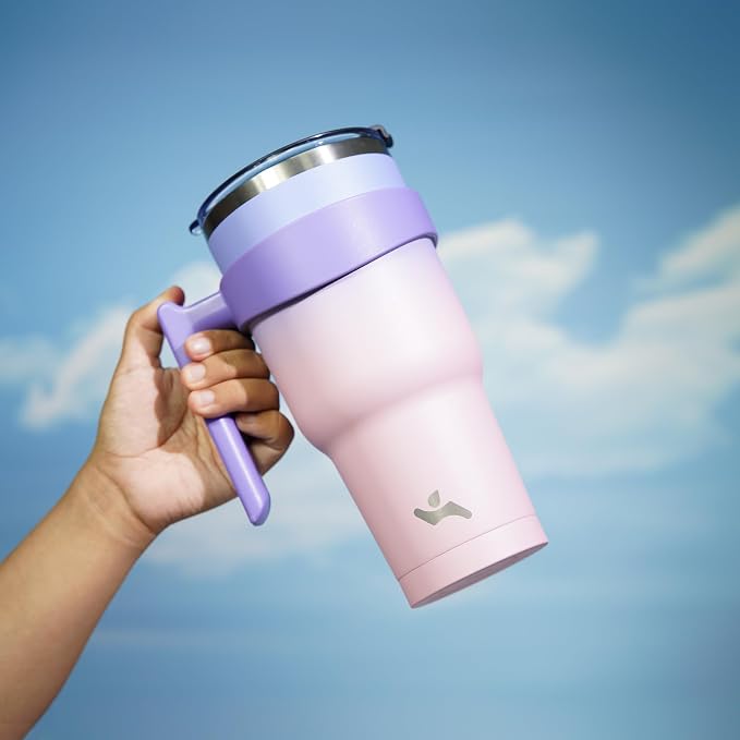 Konokyo 40 oz Tumbler with Handle and Straw, Insulated Travel Mug | Pastel - Image 5