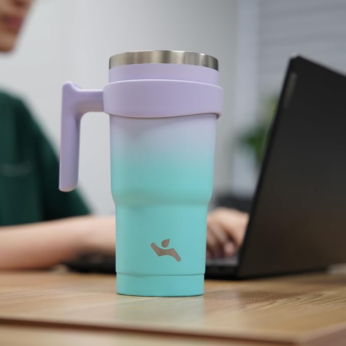 Konokyo 40 oz Tumbler with Handle and Straw, Insulated Travel Mug | Lavender - Image 6