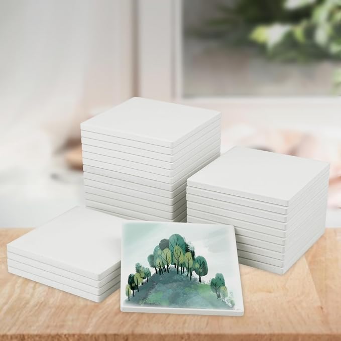 40 Pieces 4 Inch Blank Ceramic Coasters, Unglazed Ceramic Tiles Coasters - Image 6