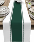 Green and White Table Runners, Farmhouse Stripes Table Runner Dresser Scarves by Futuregrace