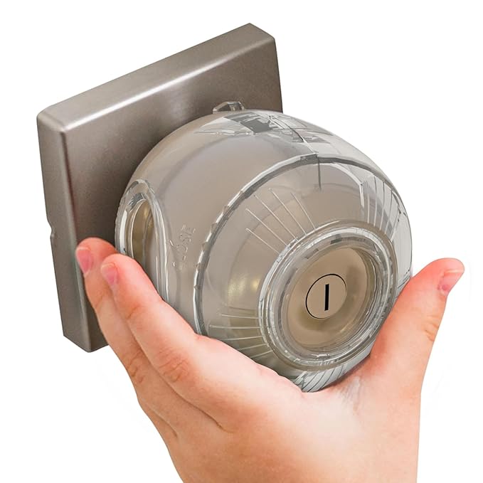 Door Knob Safety Cover for Kids (6 Pack) Hard-to-Remove Dual-Lock Door Handle Covers for Kids - Reusable Baby Proof Door Knob Locks - Installs Easily, No Tools Needed (Transparent)