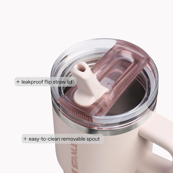 STANLEY Quencher ProTour Flipstraw Tumbler, 14 oz, Rose Quartz | Built-In Straw - Image 6