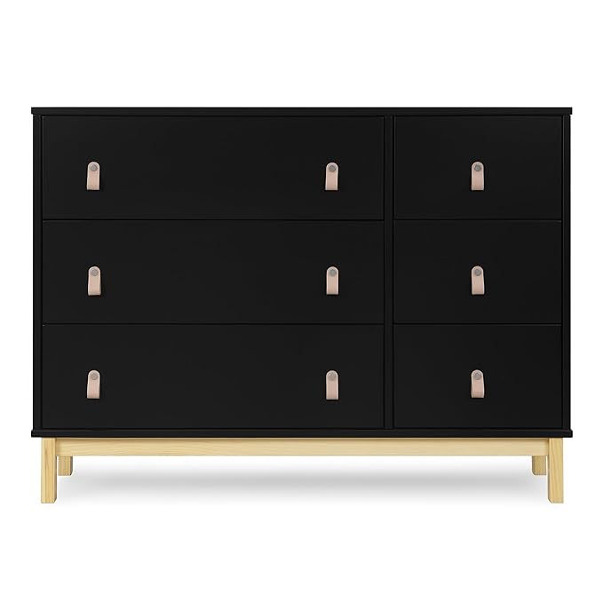 GAP babyGap Legacy 6 Drawer Dresser with Leather Pulls and Interlocking Drawers - Greenguard Gold Certified, Ebony/Natural