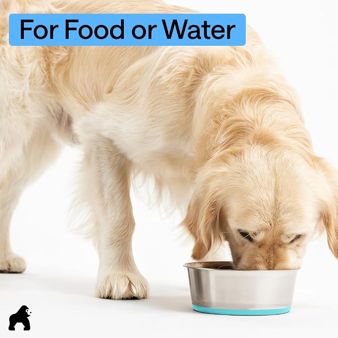 GORILLA GRIP Dog Bowl, Holds 8 Cups, Food Grade 304 Stainless Steel Food and - Image 8