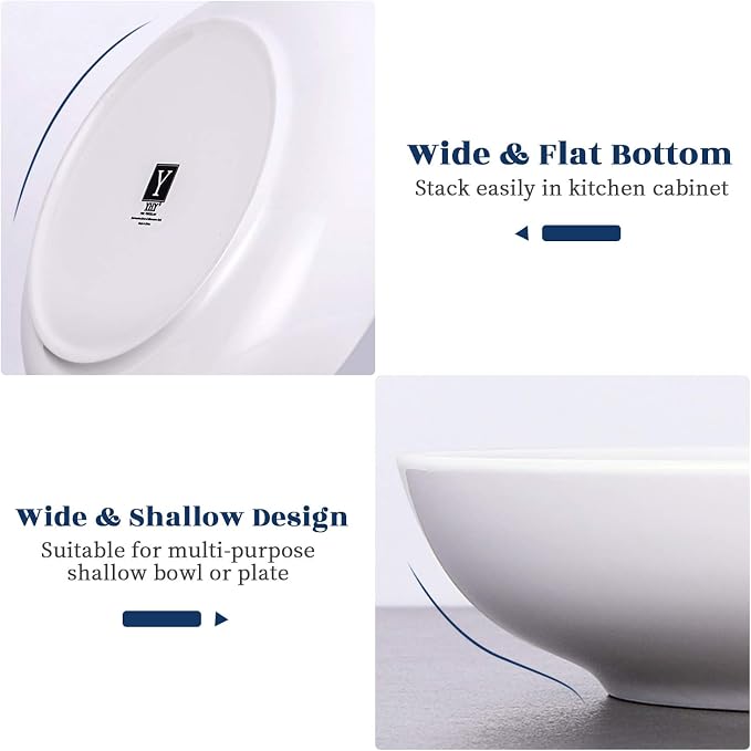 Y YHY Pasta Bowls 32oz, Ceramic Large Salad Serving Bowls, Shallow Soup Bowl - Image 7