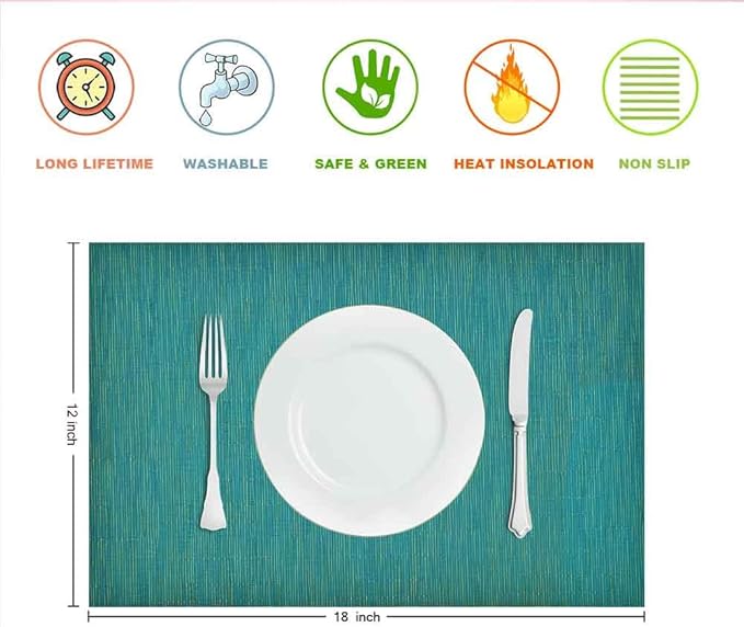 GIVERARE Placemats Set of 4, Heat-Resistant Woven Vinyl Placemat, Non-Slip - Image 2