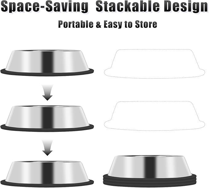 3Pcs Stainless Steel Dog Bowls Non-Slip Dog Food Bowl 36 Oz Dog Food and Water - Image 3