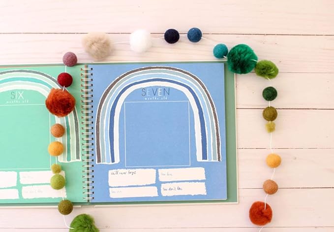 Lucy Darling Baby Memory Book – Little Rainbow | First 5 Years Journal & Photo Album | Gender-Neutral Milestone Keepsake for Baby Boy or Girl | New Mom Gift