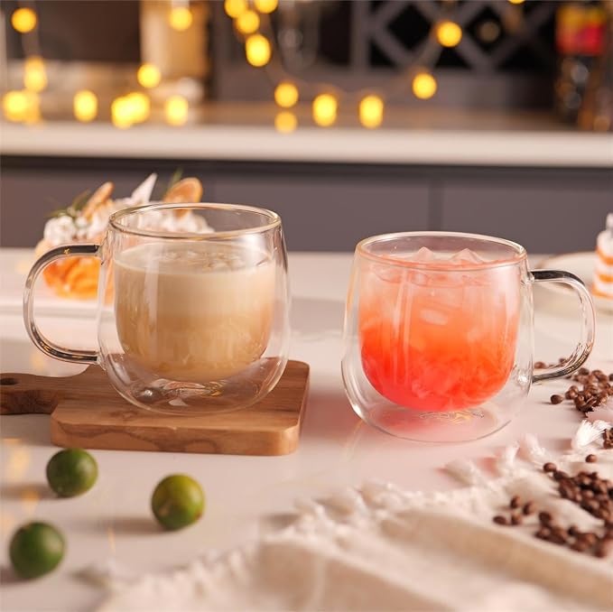 CNGLASS 10oz Double Walled Glass Coffee Mugs, Glass Espresso Mugs - Image 5