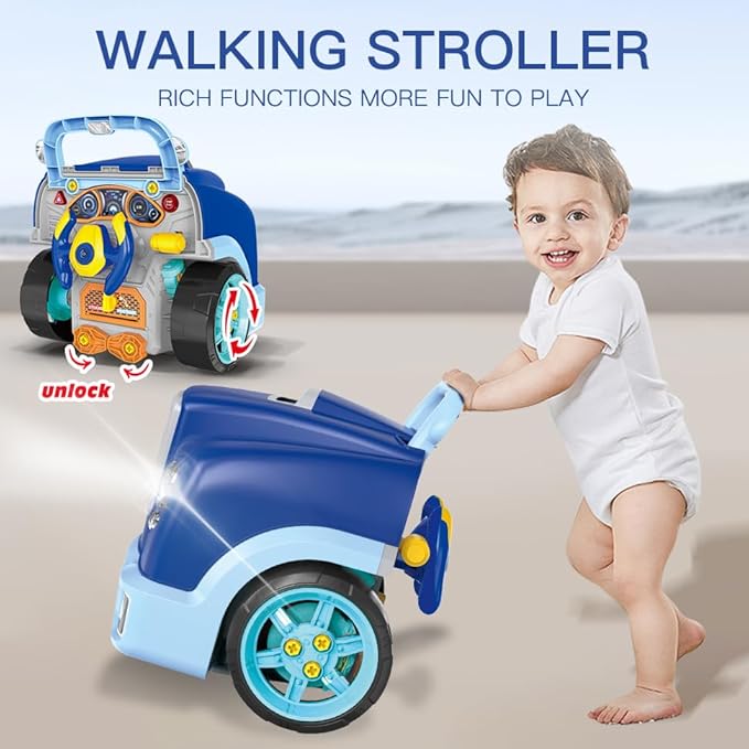 Interactive Truck Engine Toy with Removable Parts - Lights, Sounds, and Fun for Young Mechanics -Unleash Their Creativity and Motor Skills with This Truck Engine Toy (Bule)