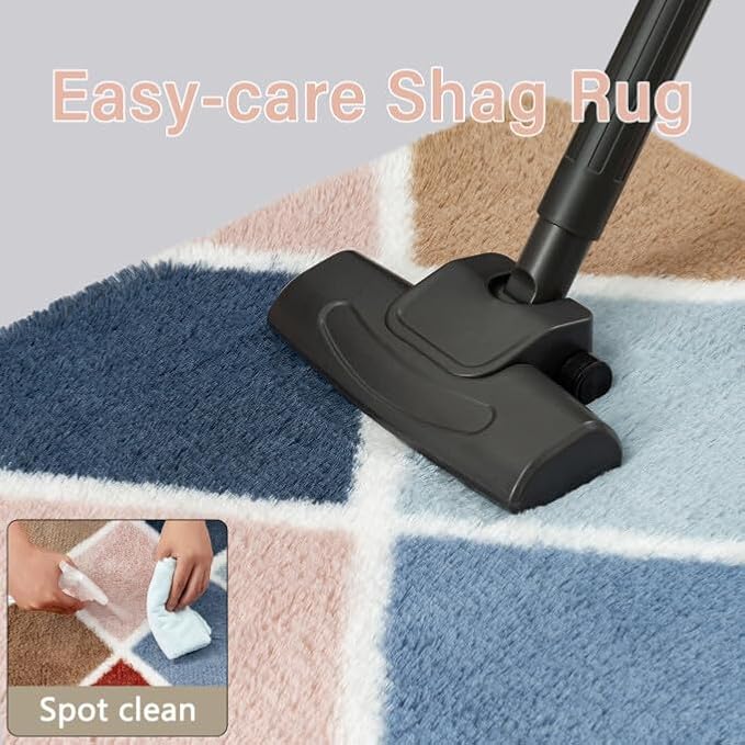PureCozy 5x7 Checkered Rug for Living Room Rainbow Modern Soft Area Rug Fluffy - Image 7