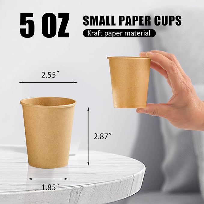 Clawsoff 100 Pack 5 oz Smal Paper Cups Disposable Kraft Bathroom Cups | - Image 2