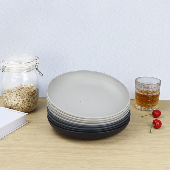 Wheat Straw Plates Unbreakable Deep Dinner Plates Set of 8 Lightweight Reusable - Image 5