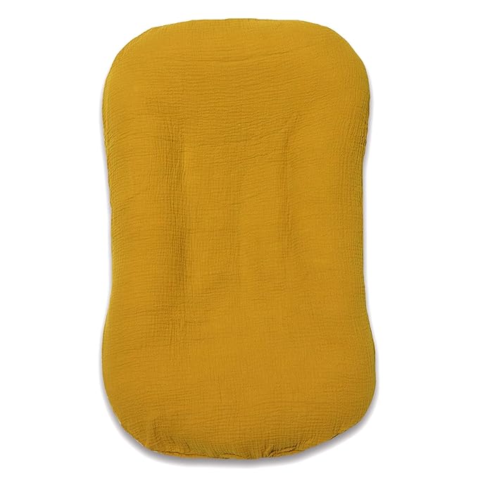 Hooyax Muslin Baby Lounger Cover Soft Organic Cotton Slipcover Fits Newborn Lounger for Baby Boys and Girls (Ginger)
