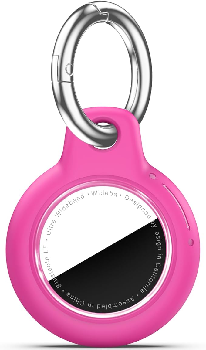 Upgrade Waterproof Airtags Holder with Apple Airtags Keychain, Hard PC Air Tag Case, Anti-Scratch & Shock Air tag Holder,Men's Women's Keyrings & Keychains, for Dog,Car Key,Luggage -Rose Red