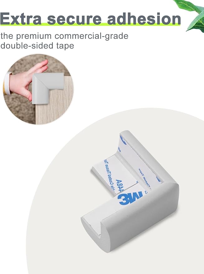 Foam Corner Protector Edge and Corner Guard, with 12.5 feet Length Foam Safety Bumpers, Baby Proofing Safety Table Corner Protectors (White 12.5ft)