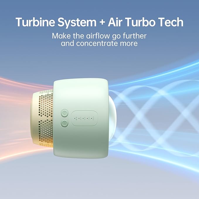 JISULIFE Stroller Fan Baby Large, Safe Bladeless for Crib, Desk, 4000mAh Battery Rechargeable Portable Cooling Fan with Air Turbo Tech, Night Light, Food-Grade Gift for Mom/Dad/Friend - Green