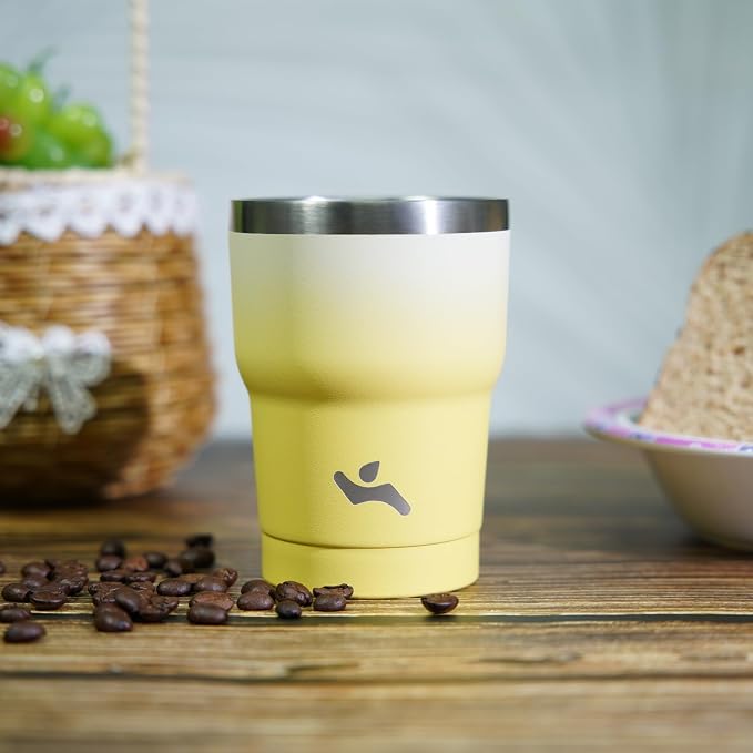 Konokyo 10 oz Tumbler with Handle and Straw, Insulated Travel Mug | Lemon; - Image 6