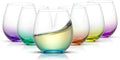 JoyJolt Hue Stemless Wine Glass Set, Large 15 oz Stemless Wine Glasses Set of 6 by JoyJolt