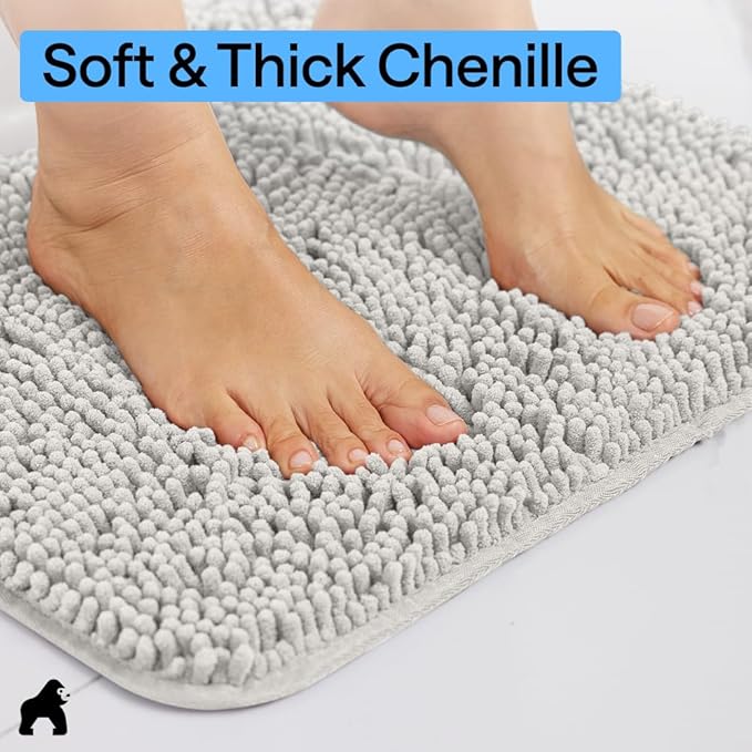 GORILLA GRIP Bath Rug Mat 54x24, Soft Absorbent Chenille, Quick Dry Microfiber - Image 4