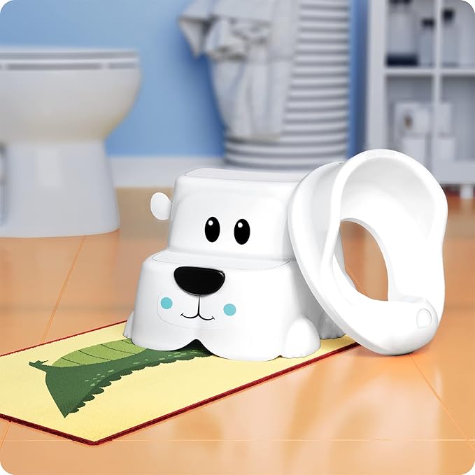 Squatty Potty Kids Toilet Step Stool Set, Potty Pet Bear Cub Base with Training Seat