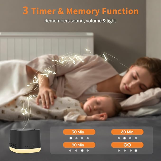 Portable Sound Machine,Mini Travel White Noise Machine for Sleeping with Breathing Night Light, 16 Soothing Sounds, Timer, Rechargeable Brown Noise Sound Machine for Sleep,Adults,Office Privacy(Black)